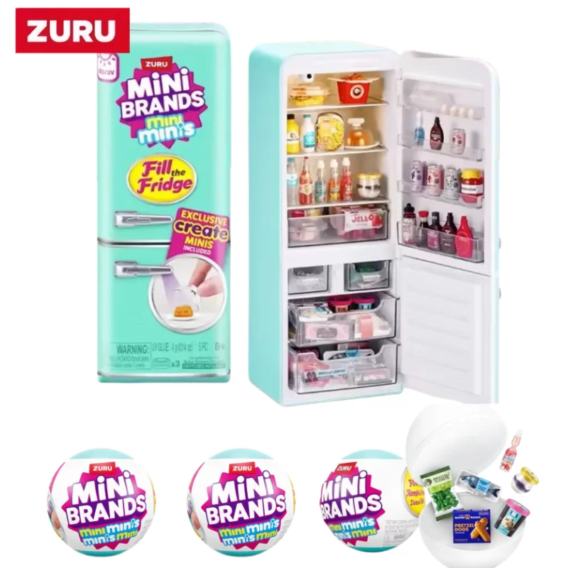 Neue ZURU 5 Surprise Mini Brand Kühlschrank-Ball-Serie Blindbox-Spielzeuge – Geheimnisvolle Sammlung Mini Brands „Fill the Fridge Brands“