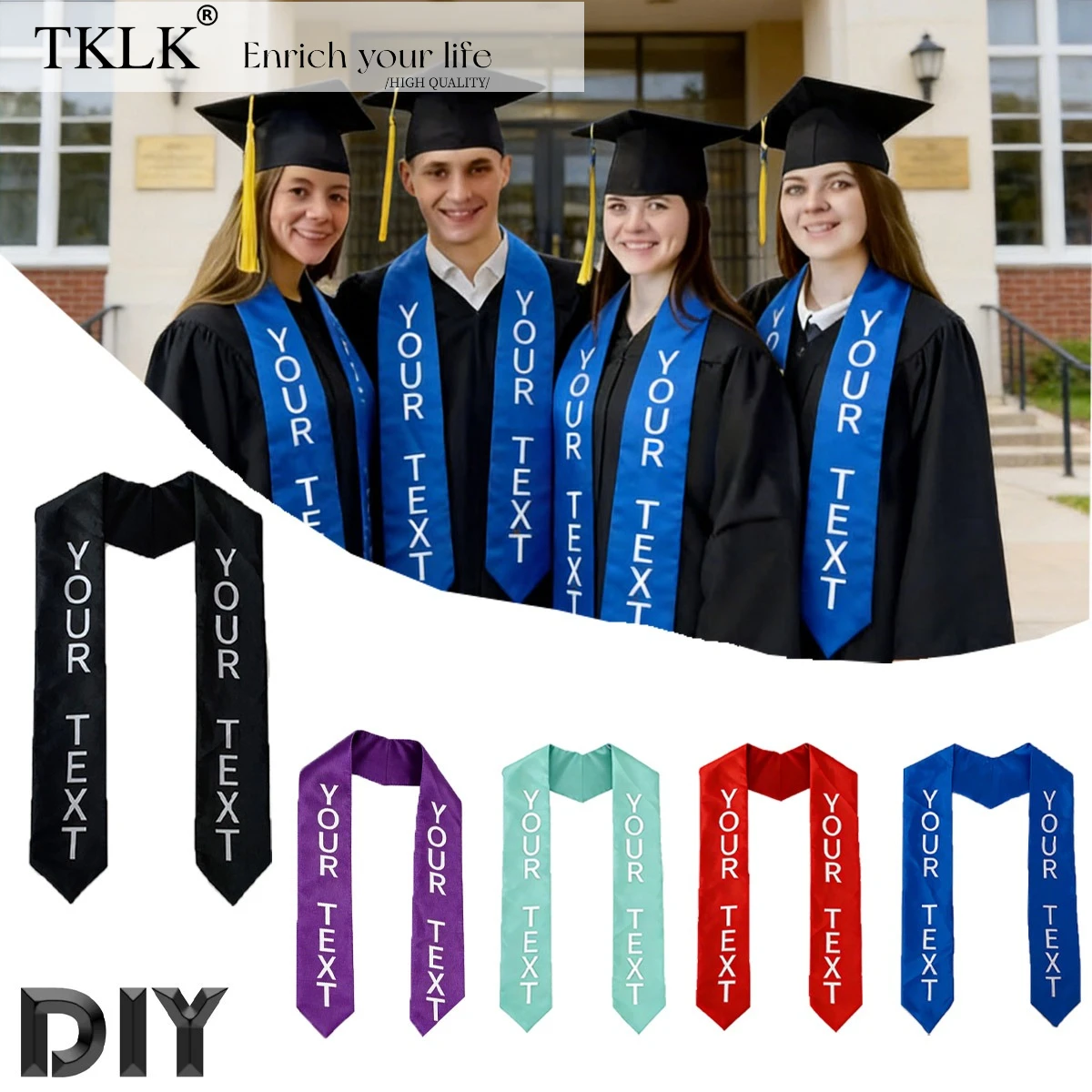 1pc Custom V-Neck Graduation Sash for Decor - Elegantly Matches Academic Attire for Formal Style, Ideal for Bachelor Gowns