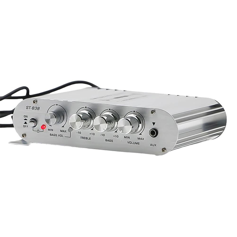 ST-838 HiFi 2.1 Channel Power Amplifier 80W*2 Class D Stereo Bass Sound Amp Mini Media Player Subwoofer Amplifier Home Car Amp