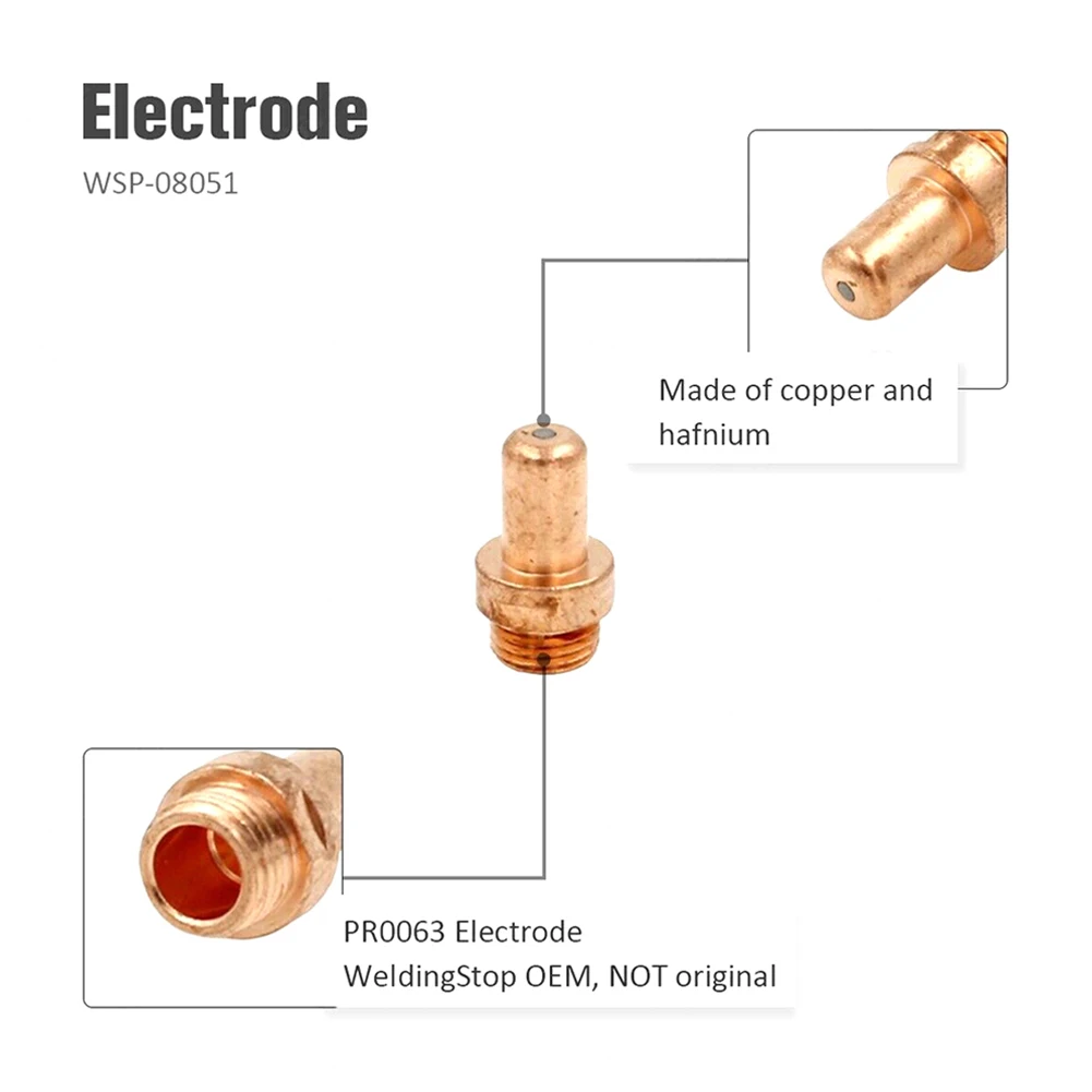 

PD0088-12 WSP-08045 PR0063 WSP-08051, короткий защитный электродный наконечник, 48 шт., 60 А, промышленный плазменный экран высокого качества