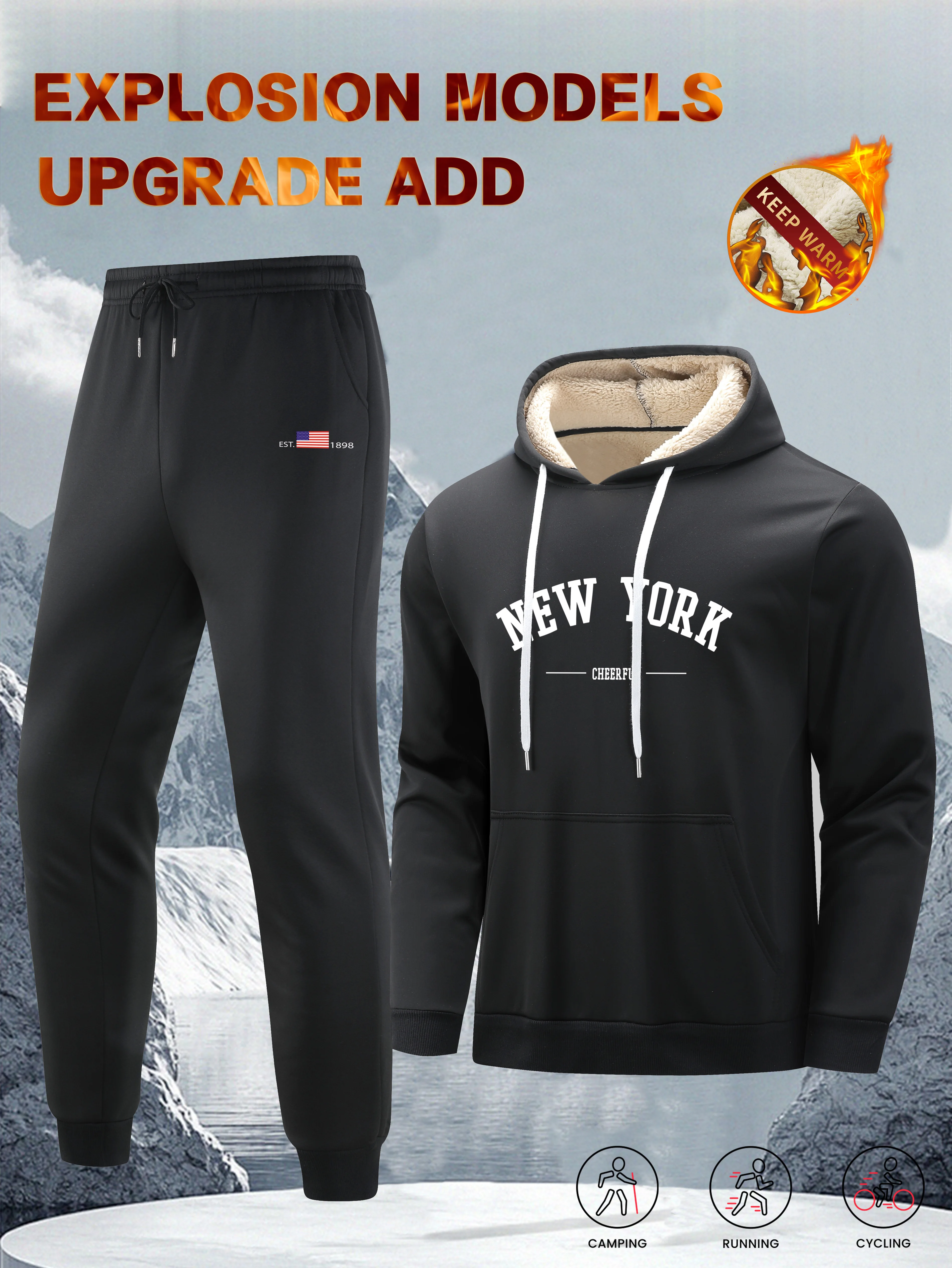 بدلة رياضية بغطاء للرأس للرجال كاجوال مكونة من قطعتين تناسب هوديس وسراويل رياضية