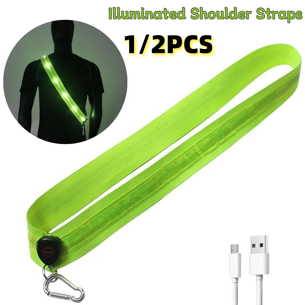 Reflective Straps Rechargeable LED Shoulder Straps for Men Women Night Safety Outdoor Hiking Jogging Walking Light Gear