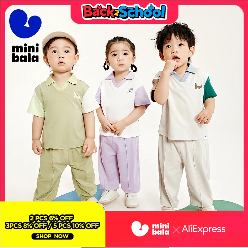 

Mini Bala Short Sleeve Set Boys and Girls 2025 Summer Baby Sports Set Stylish Short Set