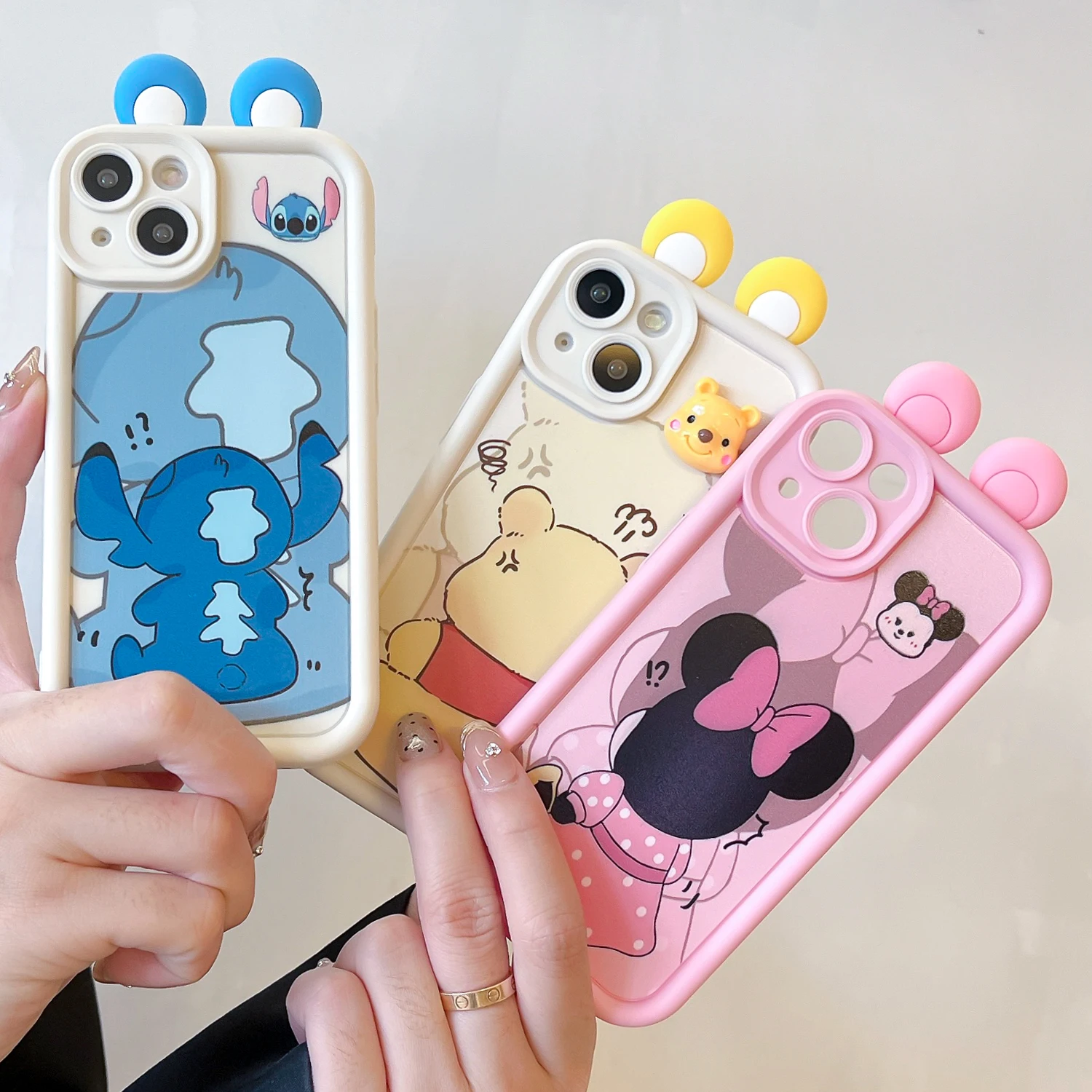 3D Ear Cute Disneies Stitch New Phone Case For Vivo V40 V30 V30e V29e V29 V27 V27e V25 V20 V21 X100 X90 X80 X70 Pro 4G 5G Cover