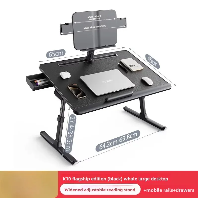 

Ergonomic Bed Study Desk Foldable Computer Table for Dorm Reading Writing with Book Stand Adjustable Height