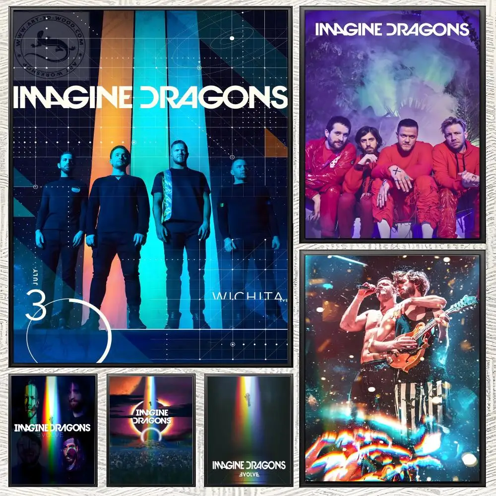 Band I-Imagine D-Dragons Poster Self-adhesive Paper Print Home Living Room Bedroom Entrance Bar Cafe Art