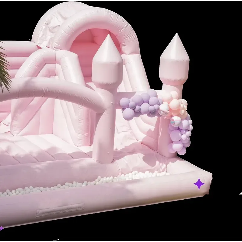 Pastel Pink Blue & White Kids Party Inflatable Commercial Outdoor Castle