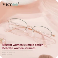 VICKY, monturas de gafas de media montura de aleación para mujer, ligeras, elegantes, ovaladas, antiluz azul, personalizadas, 34579
