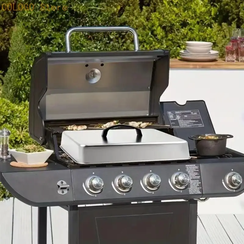 Square Cover with Top Handle for Melting and Covered Flat Top Cooking, Metal Build for Camp and Family Meal Use D0LD