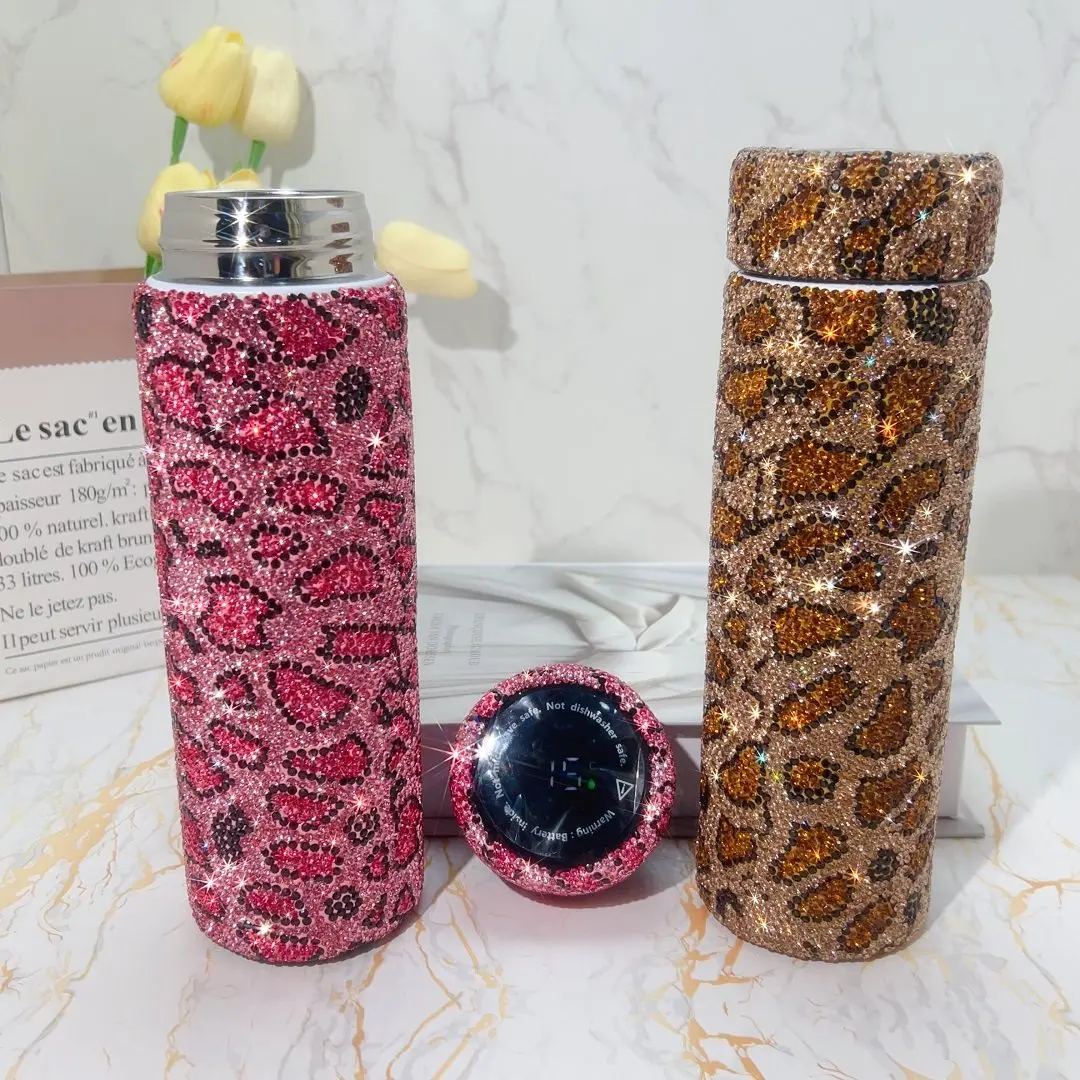 480ml Sparkling Diamond Intelligent Temperature Display Thermos Bottle 316 Stainless Steel Vacuum Portable Travel Insulated Cup