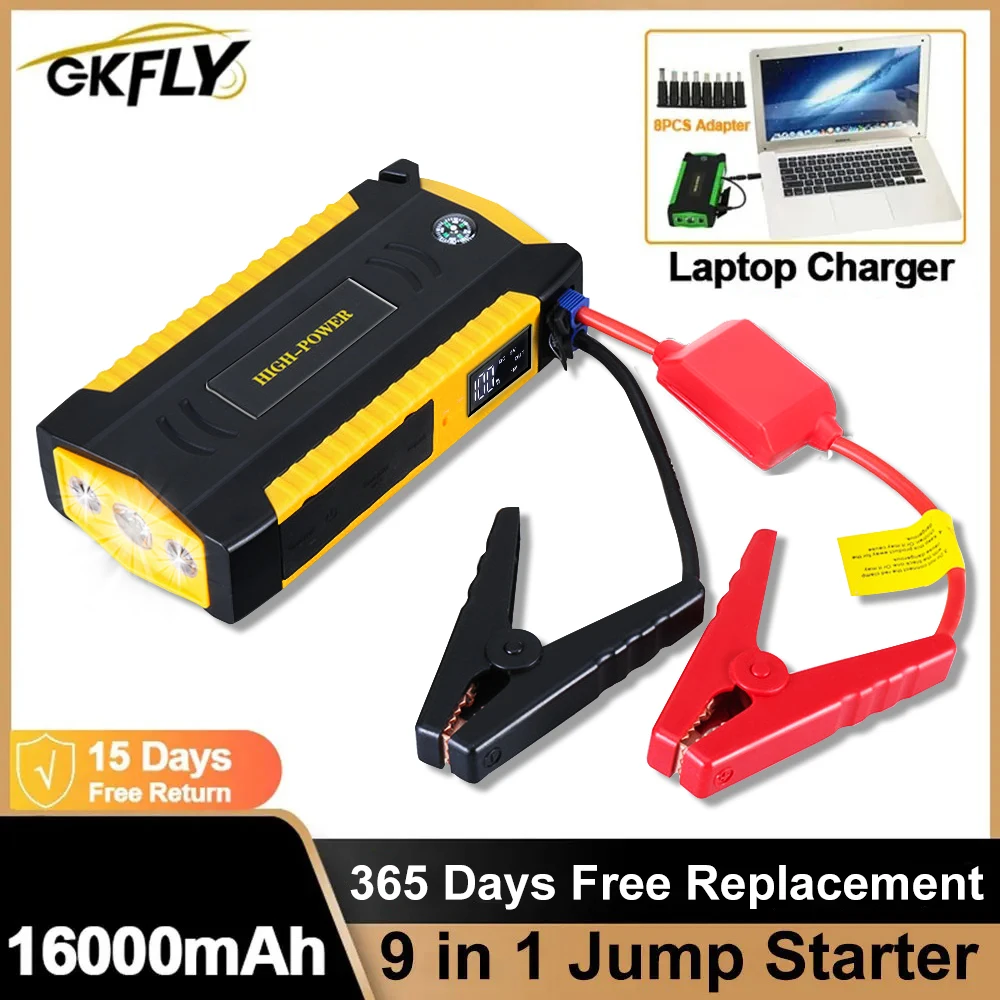 GKFLY Upgrade Car Jump Starter 12V Portable Power Bank Starting Device Emergency Petrol or Diesel Booster Start For Auto Buster