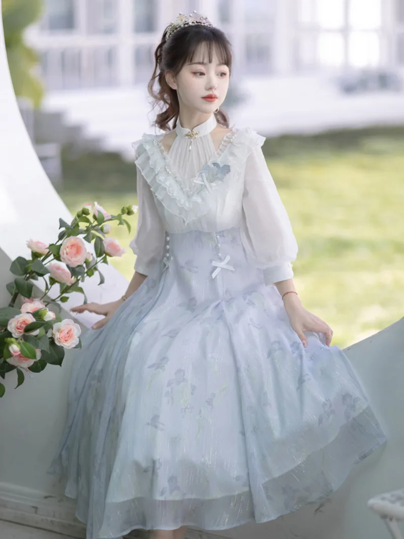 

Новый китайский стиль Hanfu для женщин Fiesta Carnival Хэллоуин Cos Косплей Guofeng повседневное платье Han Elements улучшают нежный ветер