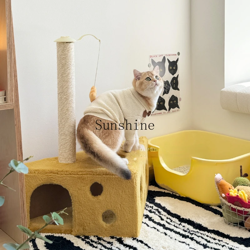 

One-piece cheese cat climbing frame drilling holes scratching columns cat toys pet supplies