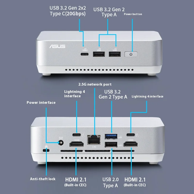 Imagem -03 - Mini Núcleo do Computador Desktop do Escritório do Elevado Desempenho Nuc14 Pro Mais Mini Anfitrião Comercial ai Edição de Prata Ultra9185h