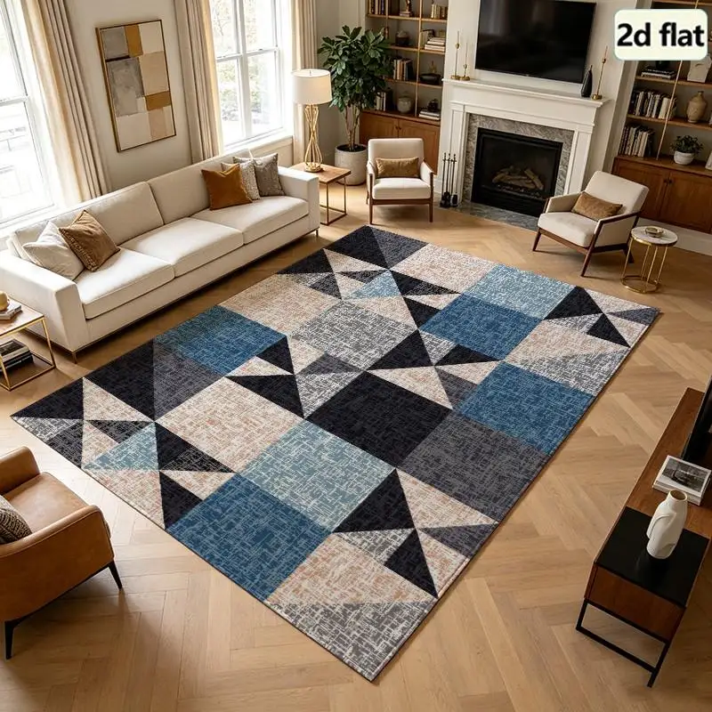 1 Piece Geometric Patchwork Carpet, Soft Comfortable, All Season, Light Easy To Care, For Living Room, Bedroom, Hallway, Home Decor, Room Decor, Autumn Winter