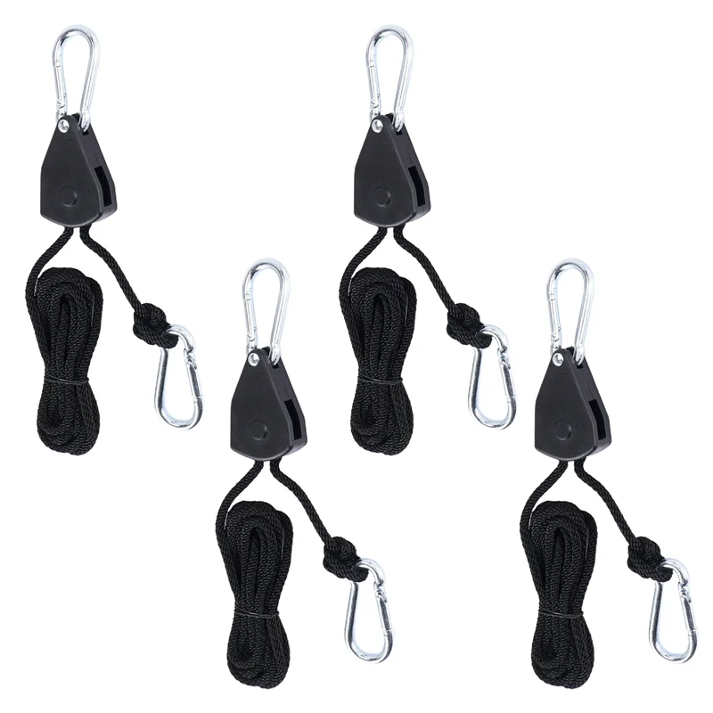 4Pcs Heavy Duty Adjustable Grow Light Ratchet Rope Hanger Yoyo For Grow Light Fixtures Gardening-AA26