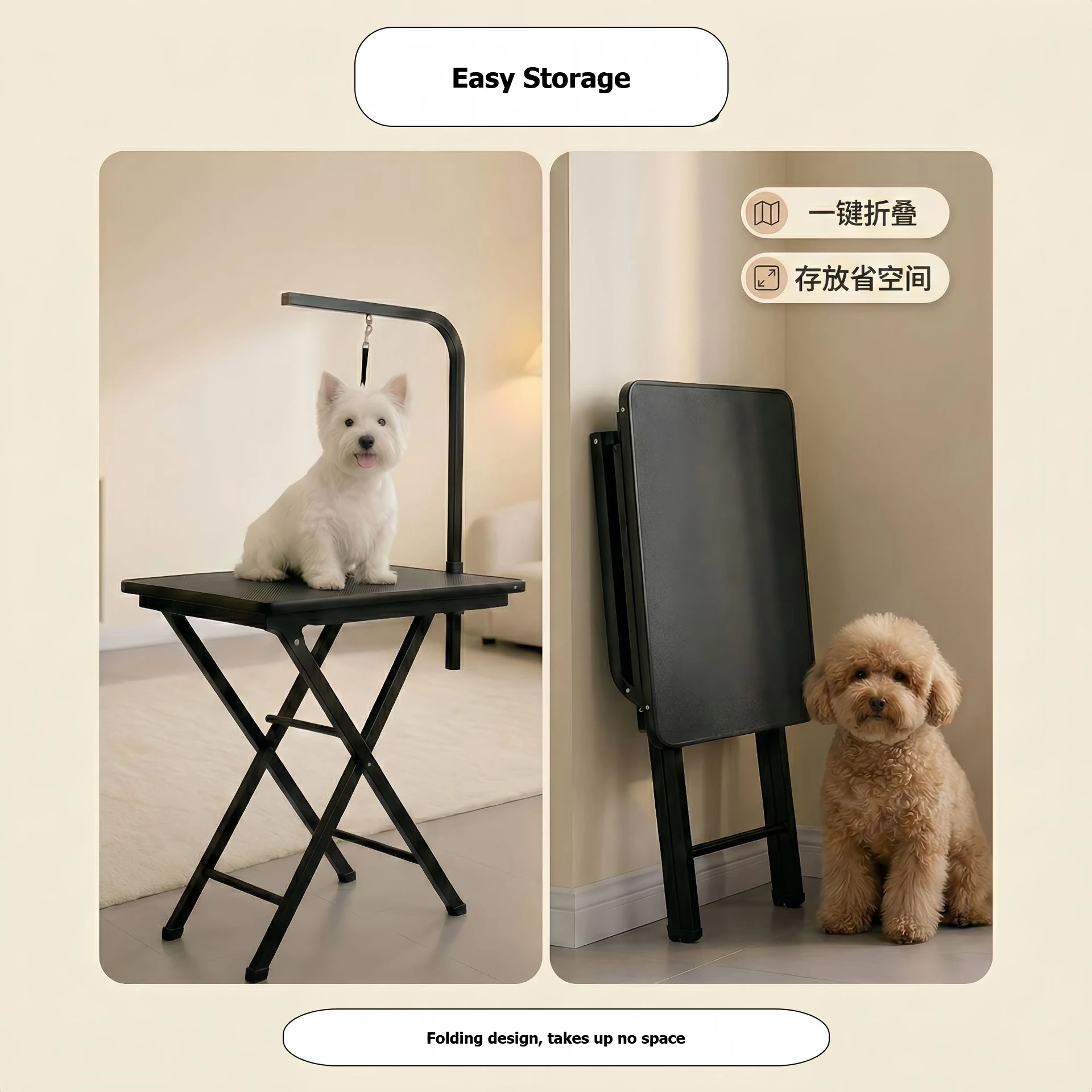 Grooming Table with Arm Adjustable Dog Grooming Table Foldable Folding for Home height lift portable folding beauty table