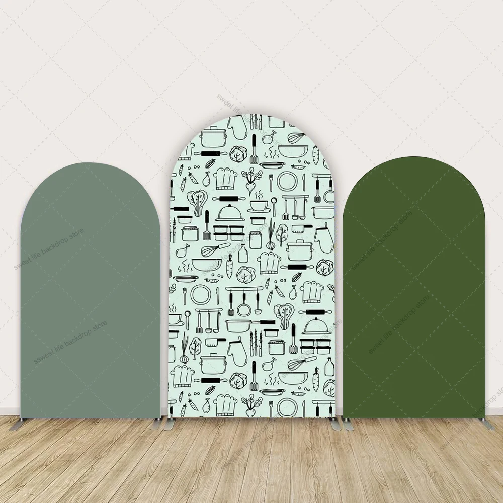 

Chef Cooking Theme Arch Backdrop Cover 1st Birthday Kids Baby Shower Party Arch Fabric Cover