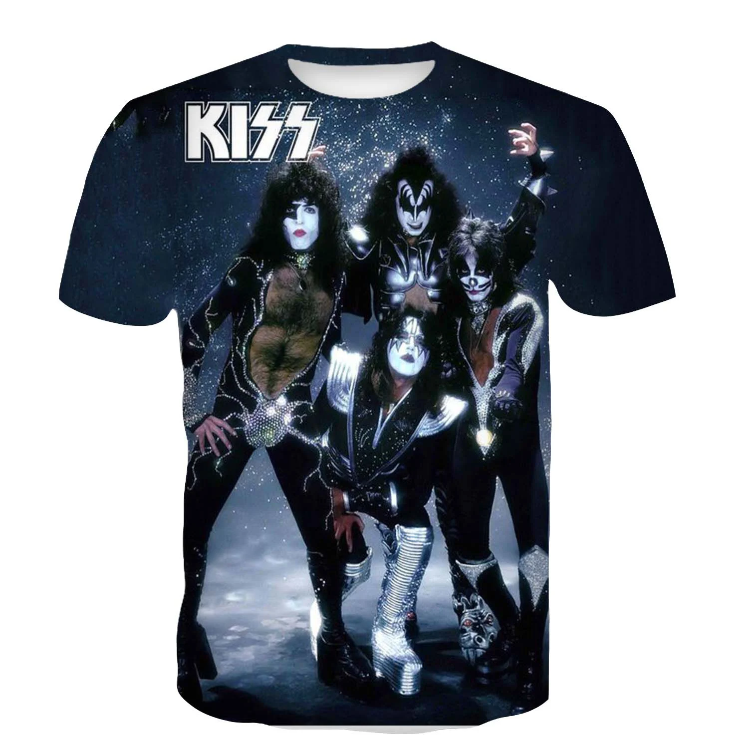 Summer New T-Shirts Kiss Rock Band 3D Print Streetwear Men Women Fashion Oversized Short Sleeve T Shirt Kids Tees Tops Clothing