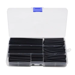 150pcs/Box 2:1 Polyolefin Heat Shrink Tubing Tube Sleeving Wire Electrical Insulation Cable Kit 8 Sizes 2-13mm Black