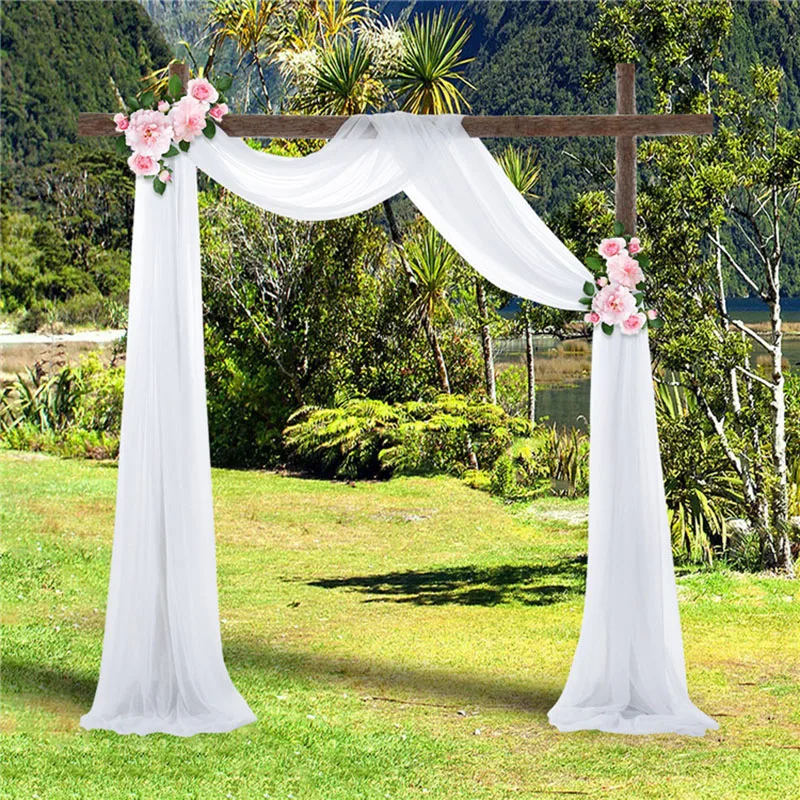 Wedding Arch Draping Fabric Sheer Arch Drapes Burgundy Chiffon Outdoor Curtain Backdrop for Wedding Ceremony Party Ceiling Decor