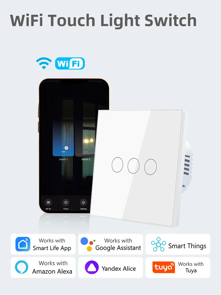 Tuya Schalter Smart Leben WiFi Smart Switch Timer Zeitplan 1Way Alexa Google Home EU Benötigen Neutralleiter Sprachsteuerung 600W 110V 220V