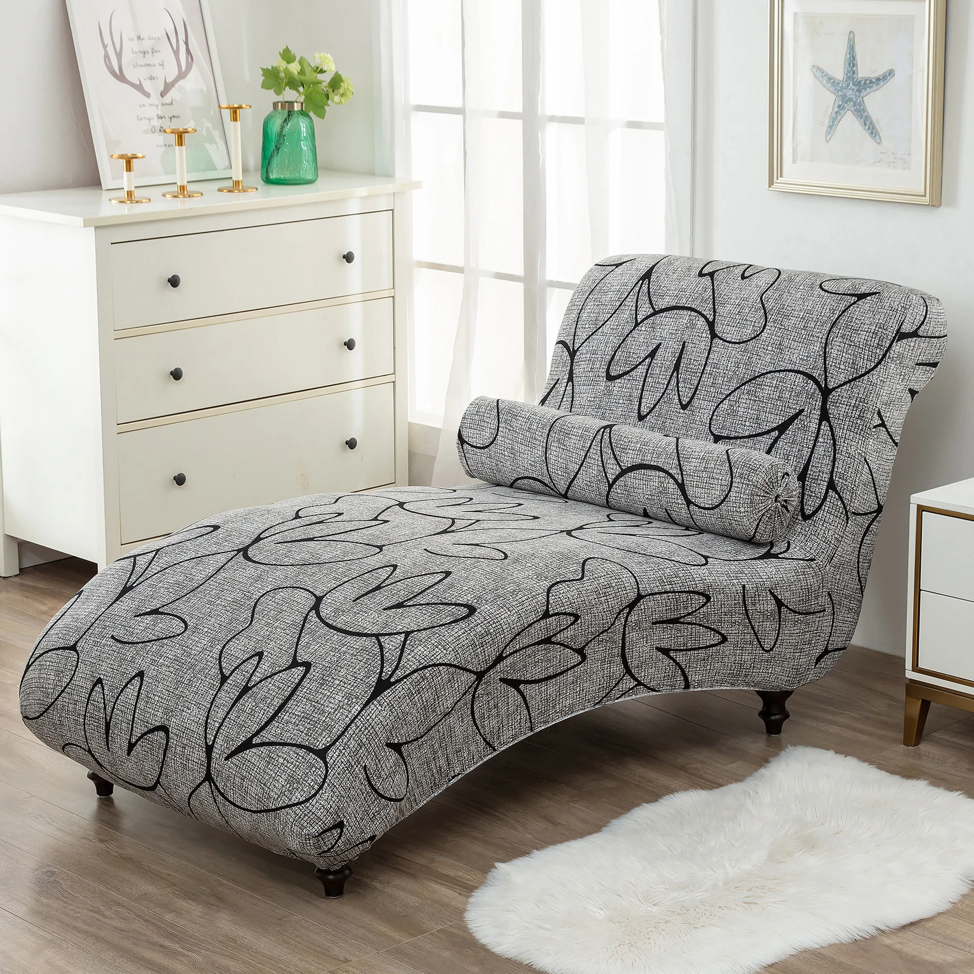 Cross-border elastic armless sofa cover printed single seat recliner cover thickened full cover sofa bed cover