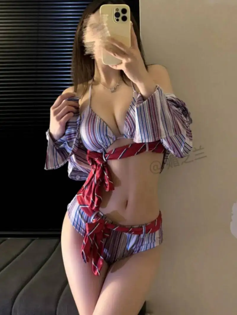 

Женский летний горячий полосатый бикини Pure Desire с высокой талией, сексуальная униформа, бикини, купальный костюм, женские купальные костюмы, сексуальные женщины J8CX