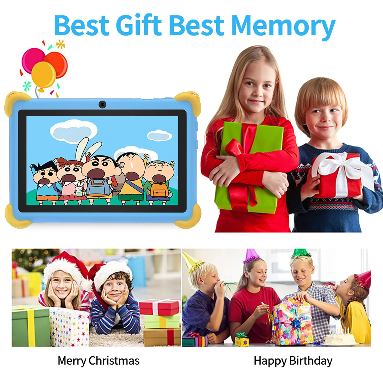 2025 Nuovo modello di cartone animato da 7 pollici tablet per bambini Quad Core 4 GB RAM 64 GB ROM 5G WiFi Giochi educativi per l'apprendimento Tablet Regalo per bambini