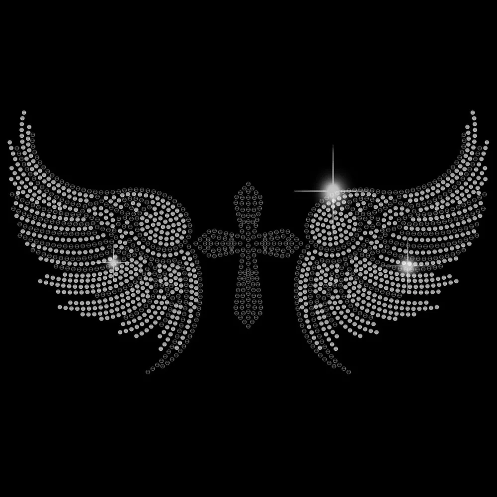 Angel Wings Iron on Rhinestone Heat Transfer Crystal Decor Clear Bling Patch Clothing Repair Hot Fix Applique making kit