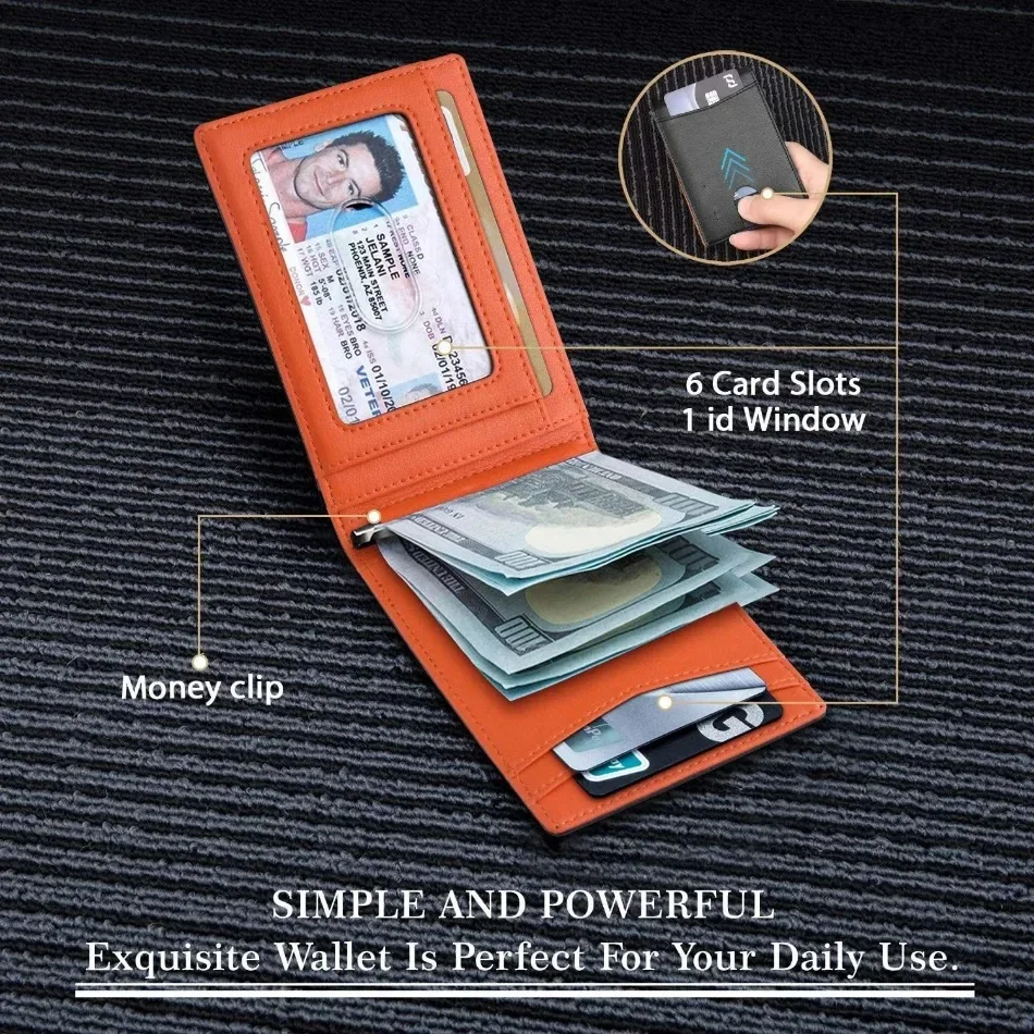 Minimalistische RFID-blockierende Geldbörse für Herren, 12-Karten-Fach, ultradünnes Design, einfarbig, tragbar, für die Vordertasche, multifunktionaler Kartenhalter. – Detail 1