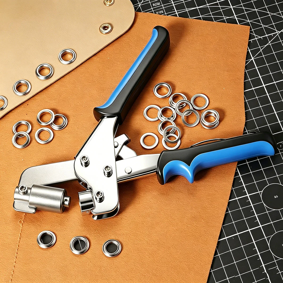 Portable Grommet Pliers Kit Tools Handheld Hand Press Metal Eyelet Hole Punch Plier for Leather Canvas Clothing DIY Tarp Ring