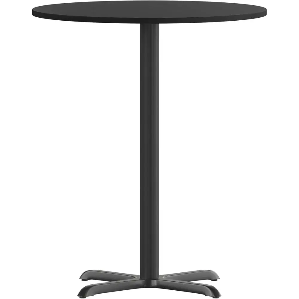 

30'' Round Black Laminate Table Top with 22'' x 22'' Bar Height Table Base