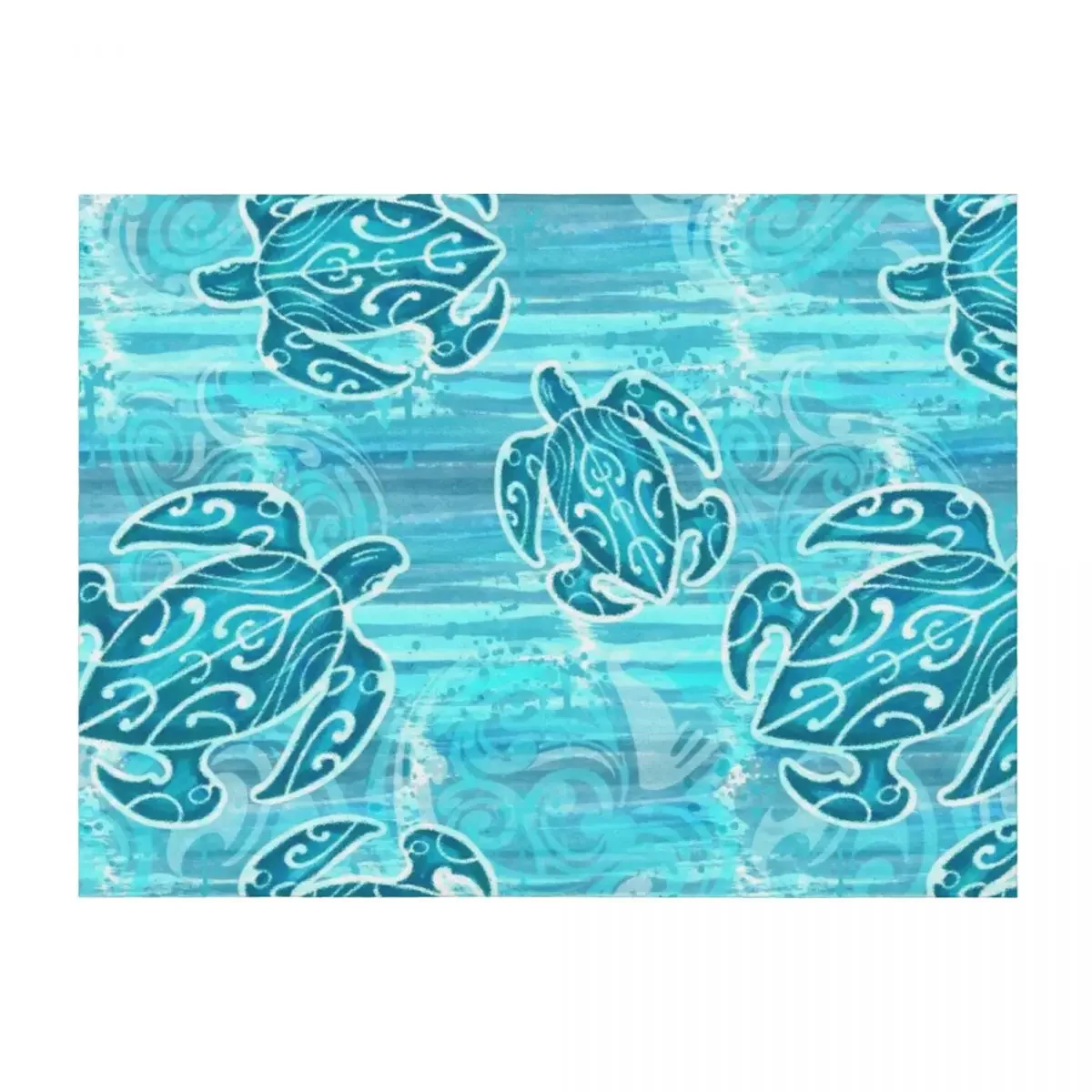 

Blue Hawaiian Tribal Turtles Throw Blanket for winter Hairy Sofa Quilt Sofa Throw Blankets