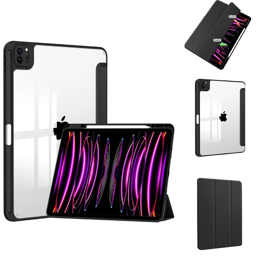 

Высококачественный задний чехол для iPad Air, 13-дюймовый чехол M3 2025/M2 2024, тройная подставка, смарт-чехлы с крышкой-держателем для карандашей