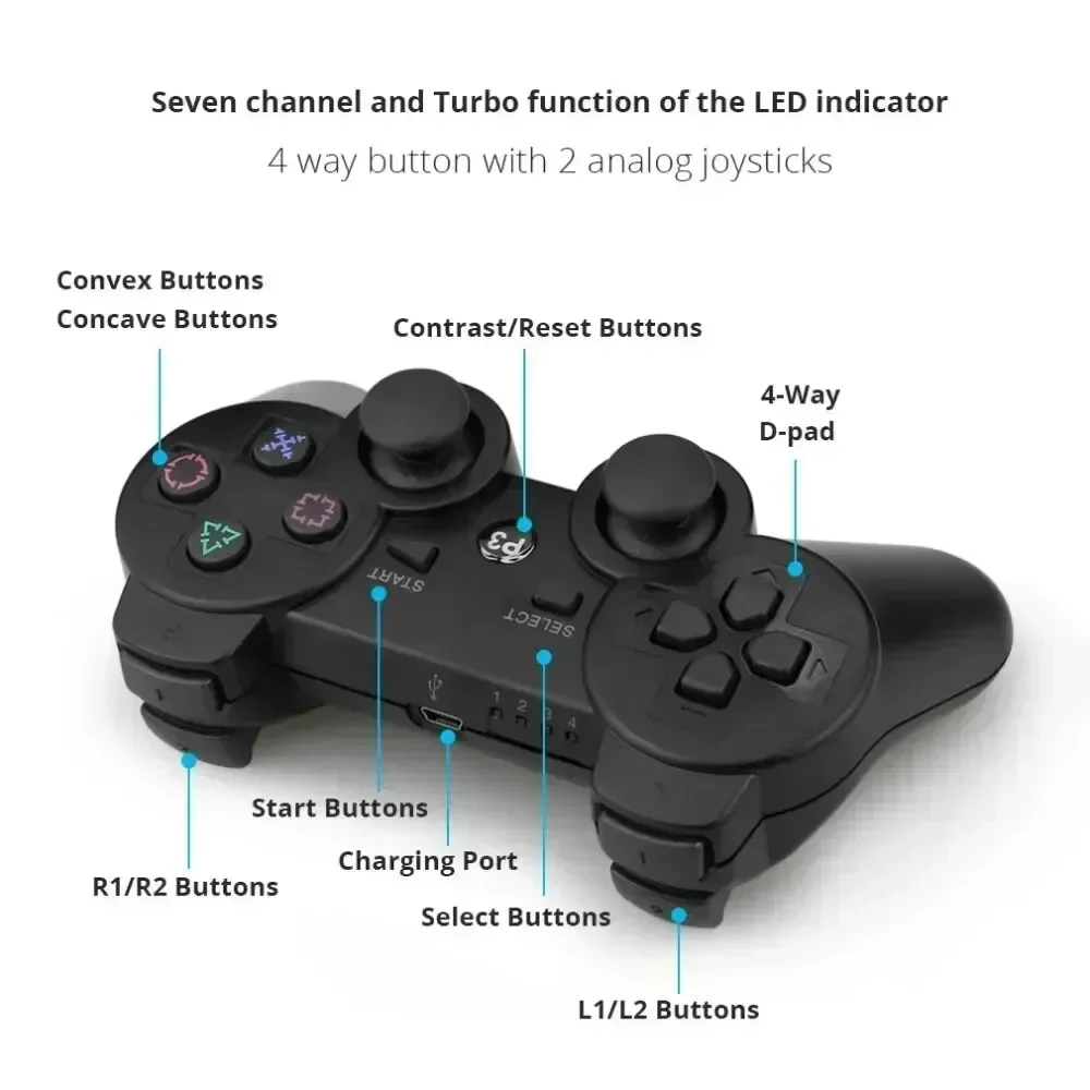 Controller for Sony PS3 Super Slim PC Joystick Gamepad for Play Station 3 Wireless Bluetooth Joy Pad 6 Axis Gyro Dual Vibration image 4
