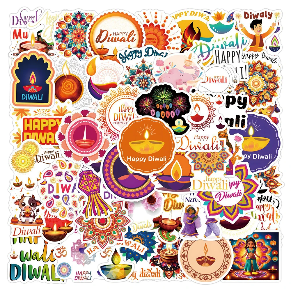 

10/30/50/110 шт. Наклейки «Счастливого Дивали»: милые мультяшные праздничные стикеры для ноутбуков, багажа, телефонов. Забавные креативные наклейки-игрушки для творчества.