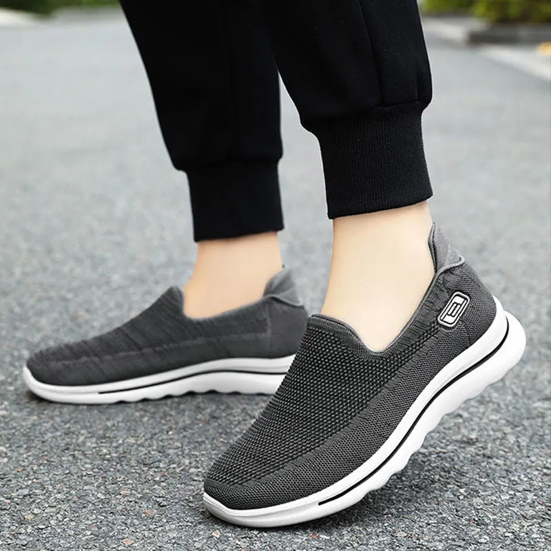 Men Casual Walking Athletic Sneakers Seniors Outdoor Leisure Comfort Lightweight Slip-On Mesh Breathable Soft Sole Sport Shoes