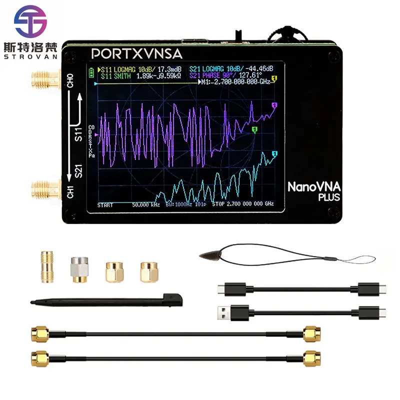 Analisa Jaringan Vektor Portabel Plus 50kHz-2.7GHz yang Ditingkatkan dengan Layar Sentuh 2.8-inci