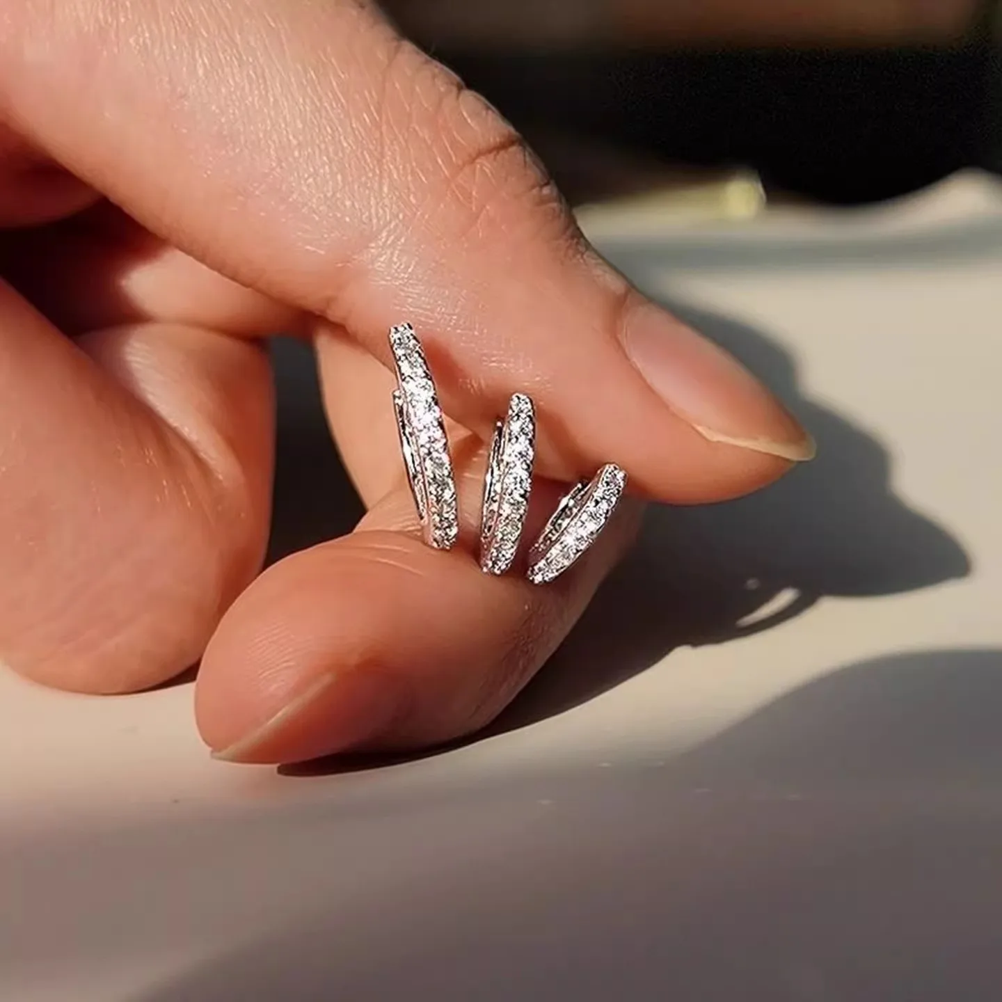 Minimalist S925 Silver Ring Plain Ring Earrings for Women
