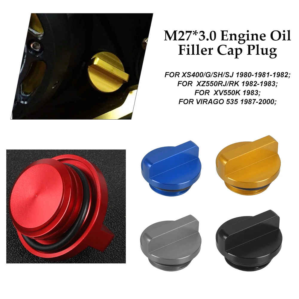 M27*3.0 Engine Oil Filler Cap Plug FOR YAMAHA XS400/G/SH/SJ 1980-1982 XZ550RJ/RK 1982-1983 XV550K 1983 VIRAGO 535 1987-1999 2000