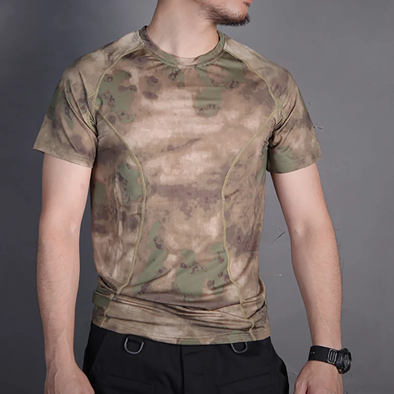 Emersongear Tactical Skin Tight Base Layer Camo Running Shirts Sweat-Wicking T-Shirt Hiking Hunting Fishing Sport Outdoor Tshirt