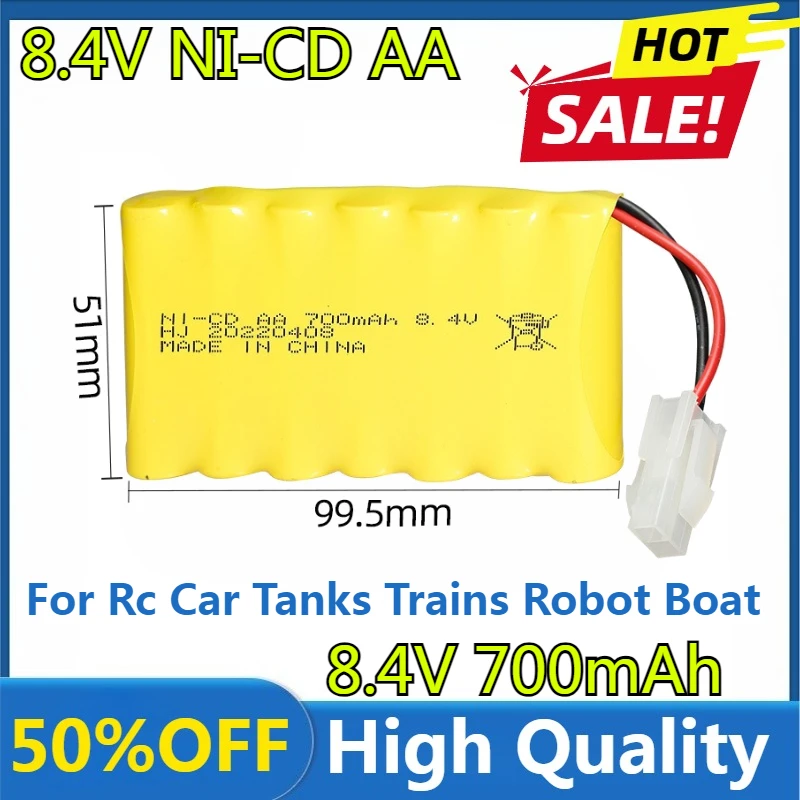 

New High Quality Replaceable 8.4V 700mAh Ni-CD Battery for Rc Car Tanks Trains Robot Boat Gun Toys AA 8.4v Rechargeable Battery