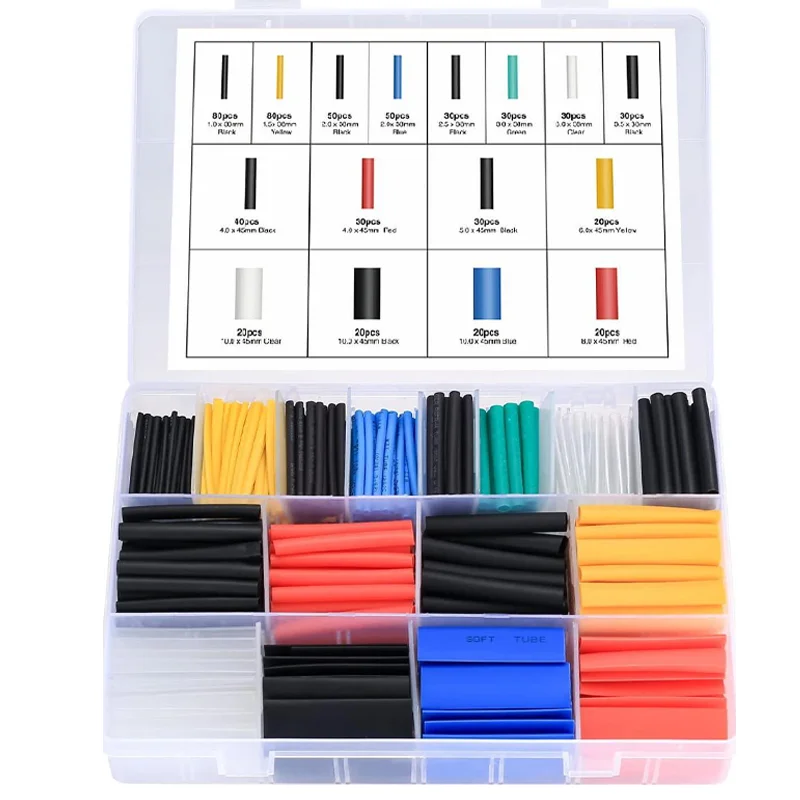 

580 PCS color Box,Heat Shrinktubing 2:1 Electronic DIY Kit,Insulated Polyolefin Sheathed Shrink Tubing Cables and Cables Tube