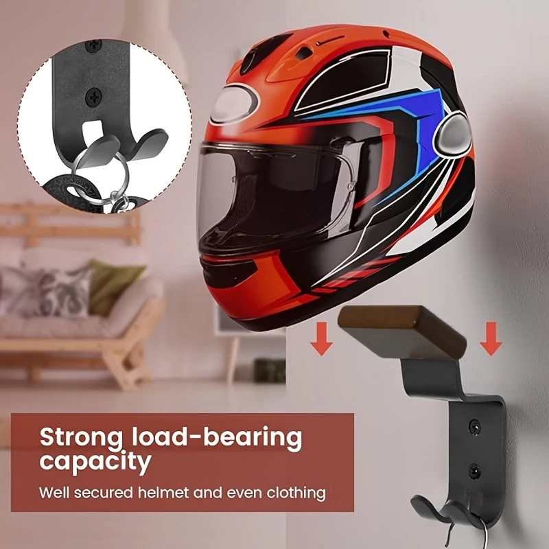 

Motorcycle Helmet Holder Wall Mounted Bicycle Helmet Display Rack 180° Rotatable Motorcycle Car Parts Tool for Bag Coats Caps