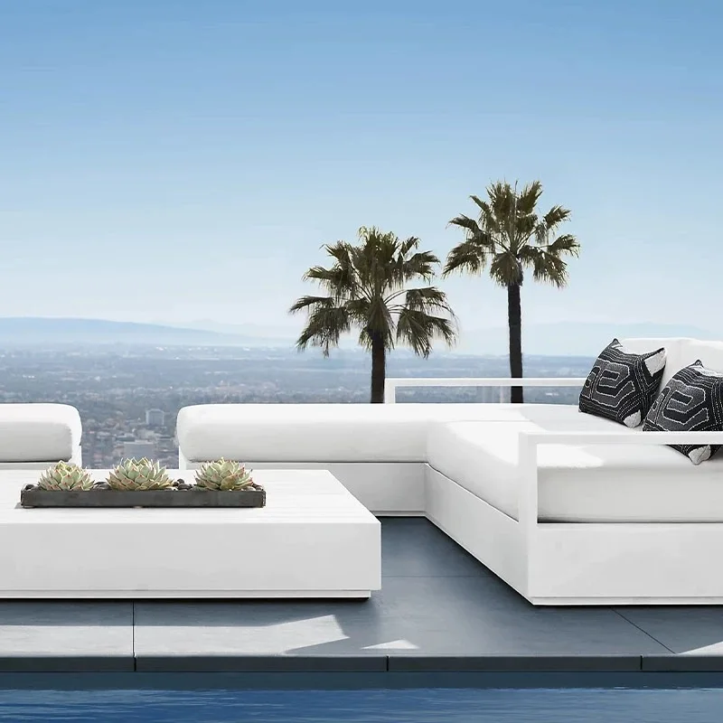 Sofa Set Nordic Custom Outdoor Sofa Courtyard Waterproof Sunscreen Cruise All Aluminum Balcony Sofa Combination Garden Outdoor F
