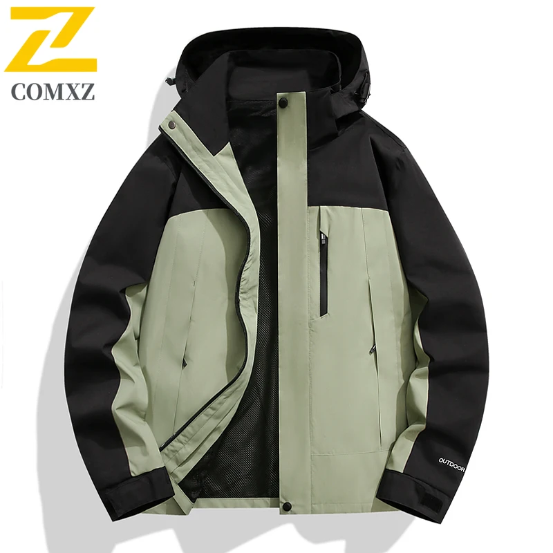 2025 New Mens Waterproof Hiking Jacket Man Windproof Sports Coat Trendy Hooded Jackets Outdoor Ride Climbing Running Windbreaker