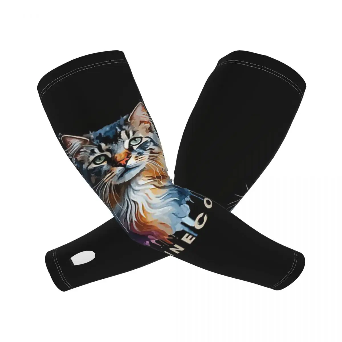 

Красочный Mainecoon, великолепный мейн-кун-кот, уличные рукава для рук, защита от солнца и ультрафиолета, летние рукава из ледяного шелка с татуировкой для велоспорта