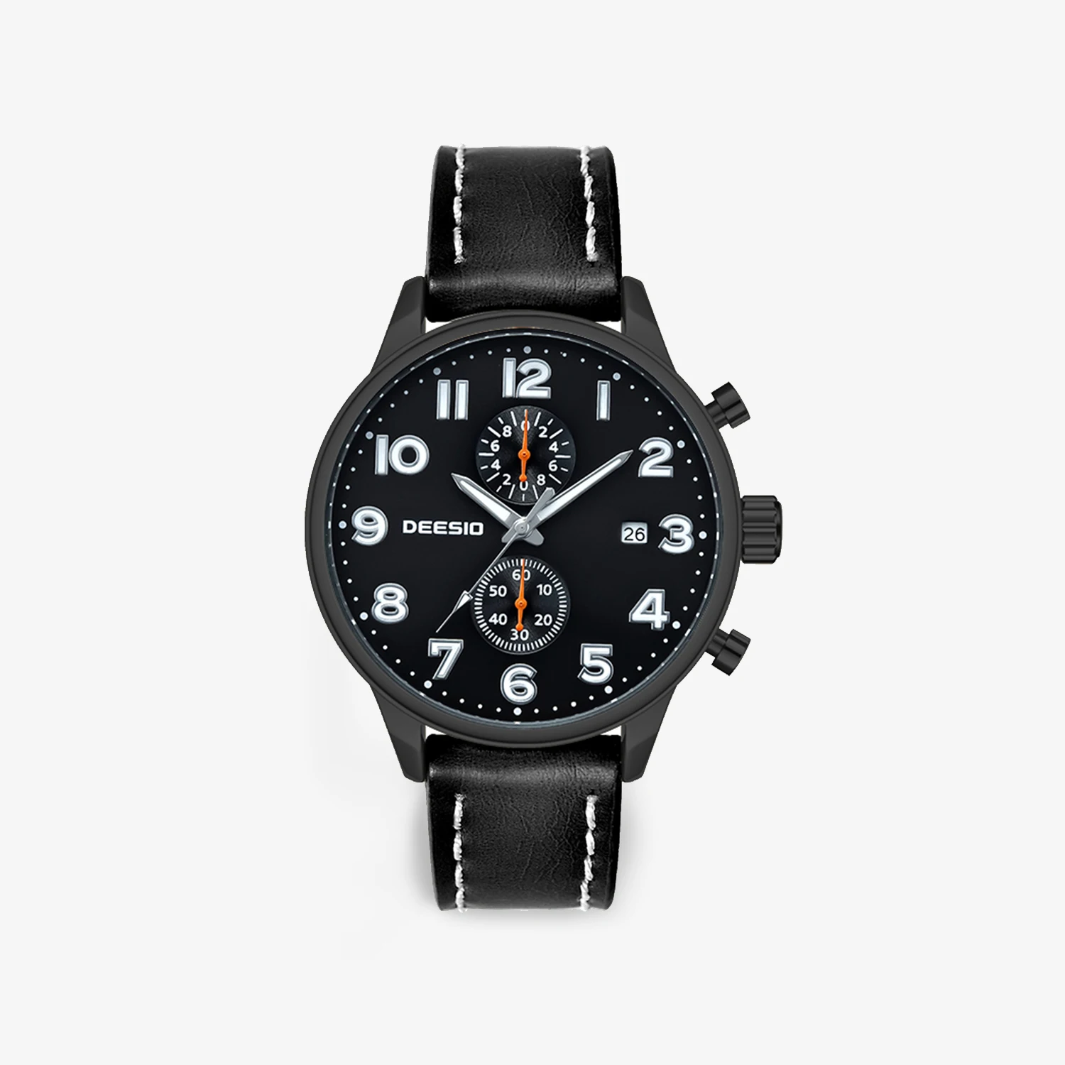 

Deesio Men's Quartz Watch 44mm Leather Strap Alloy Case Water Resistant 30M Classic Fashion Business Casual Luxury Gift for Men