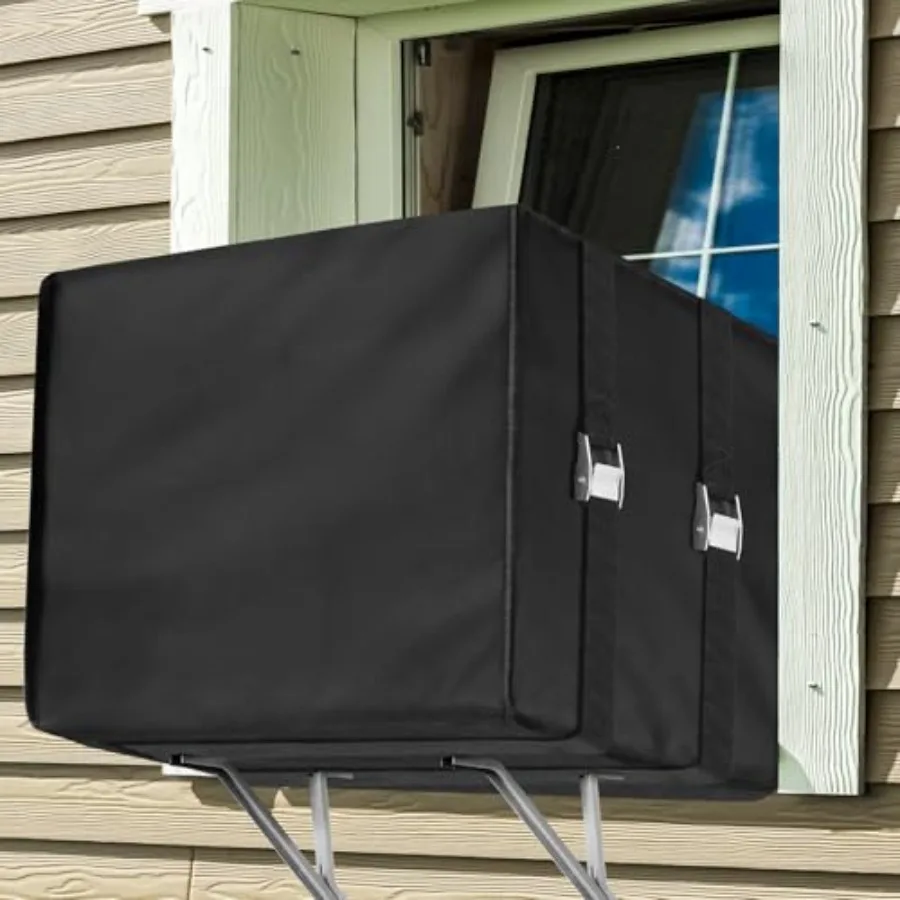 

3 Layers Window Air Conditioner Covers, Waterproof Insulation AC Covers with Elastic Drawstring Metal Buckle Strap, Heavy Duty
